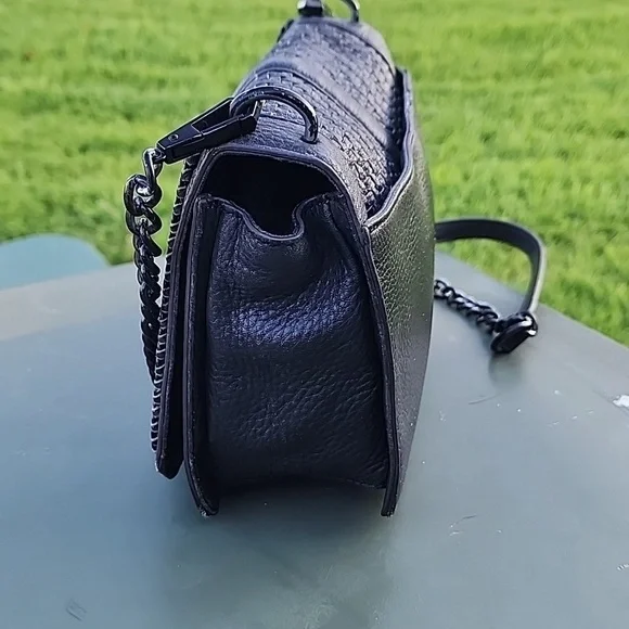 Rebecca Minkoff Love Chevron Quilt Black Leather Crossbody Bag - Picture 4 of 14